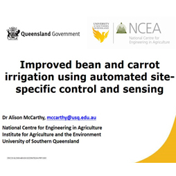 Improved bean and carrot irrigation using automated site-specific control